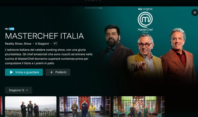 MasterChef Italia streaming NOW TV