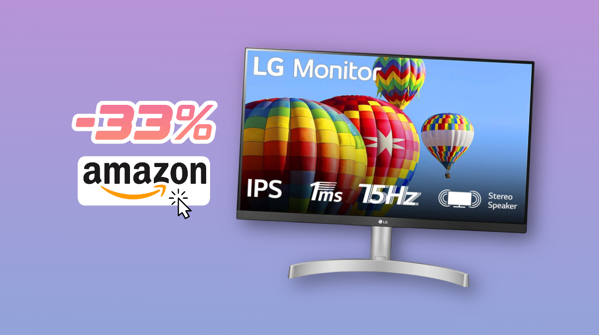 Monitor LG FHD 27 a 75Hz: prezzo incredibile su  (-33)%