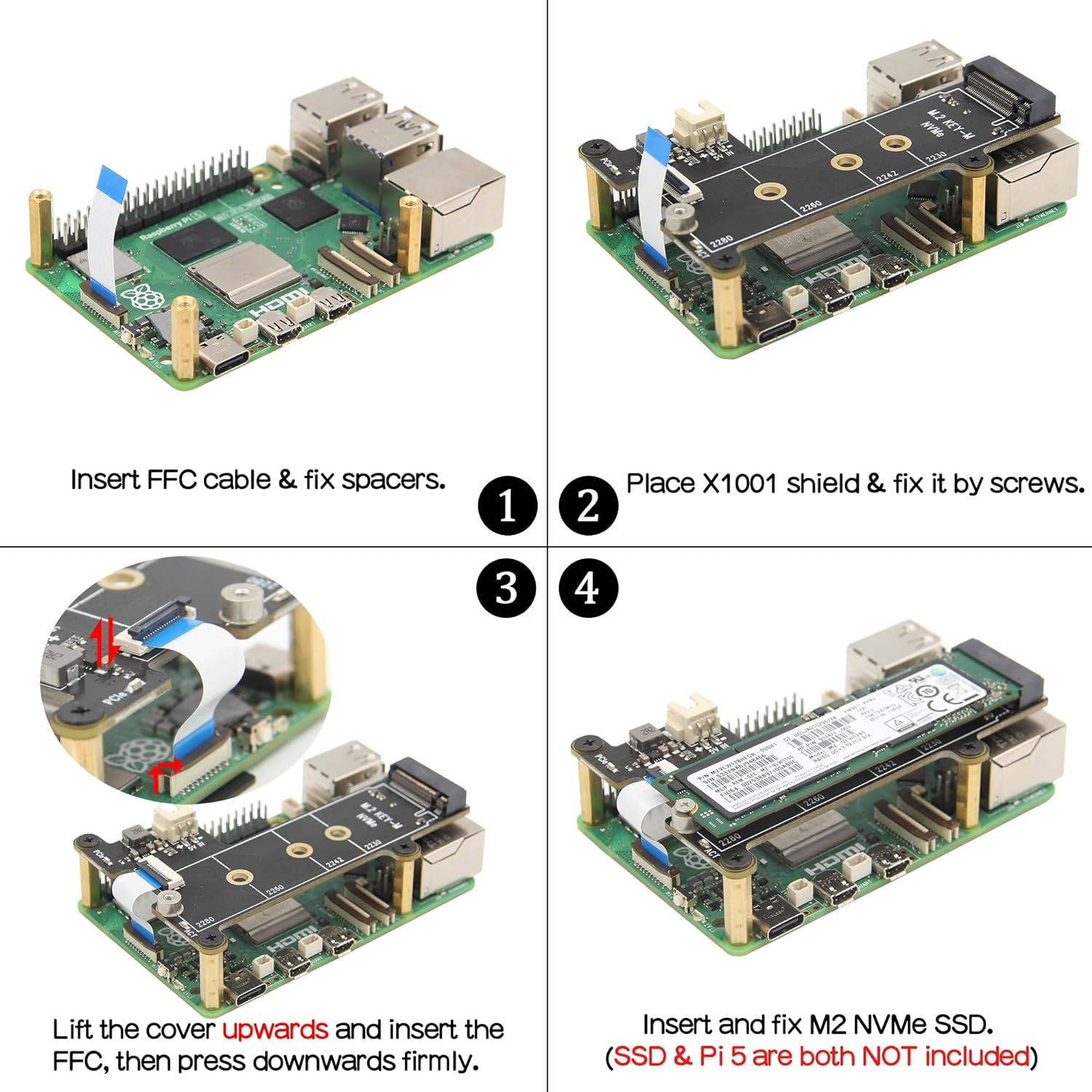 Collegamenti adattatore PCIe NVMe Raspberry Pi