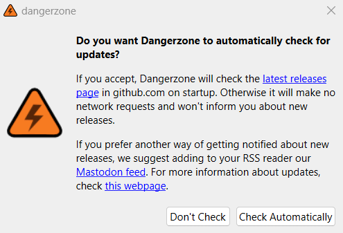 Controllo aggiornamenti Dangerzone