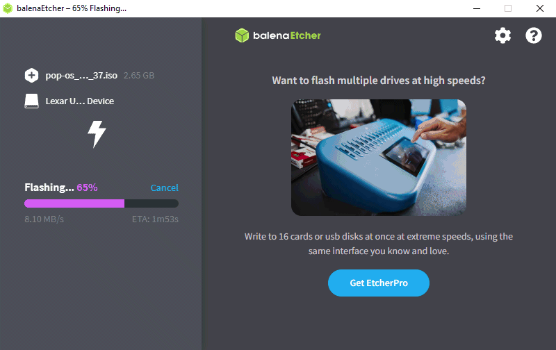Flash chiavetta USB o scheda SD con balenaEtcher