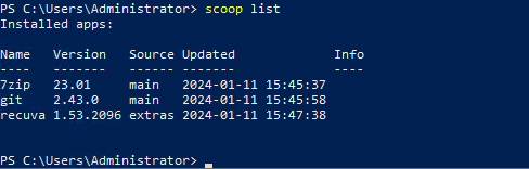 Applicazioni installate con Scoop