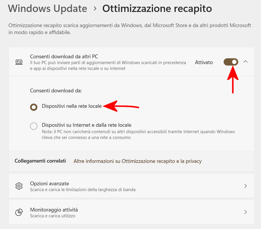 Aggiornamenti Microsoft da installare in rete locale