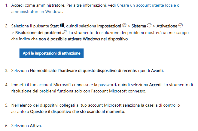 Sostituzione scheda madre attivazione Windows 10 e Windows 11
