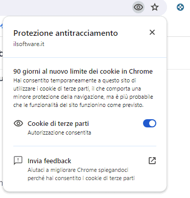 Blocco cookie terze parti Chrome