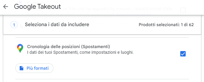 Esportazione Cronologia spostamenti Google Maps