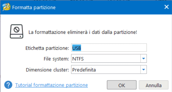 Formattare chiavetta USB non funzionante