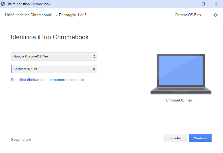 Installazione ChromeOS Flex su USB