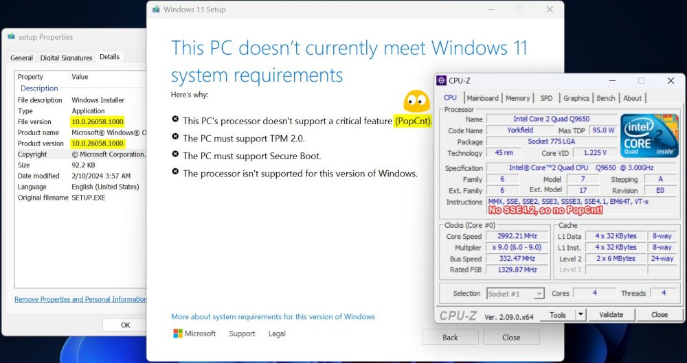 Installazione Windows 11 bloccata da POPCNT