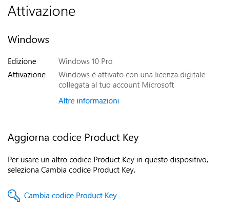 Attivazione Windows 10