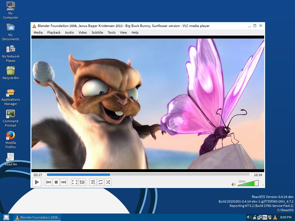 ReactOS: desktop e aspetti multimediali
