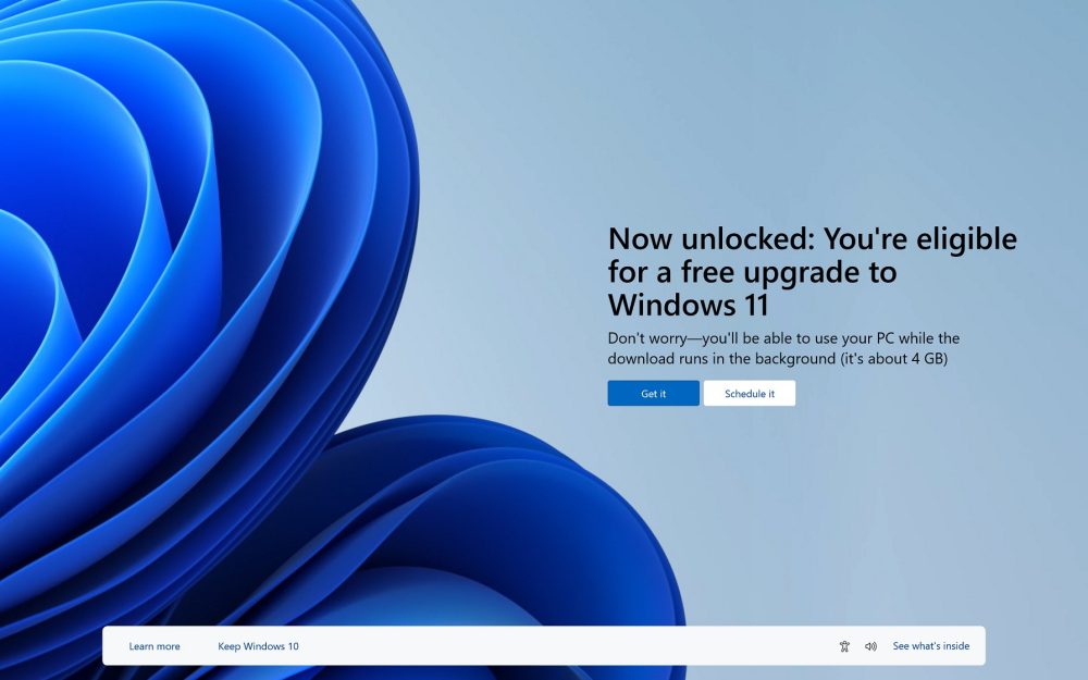 Windows 10 invita a passare a Windows 11