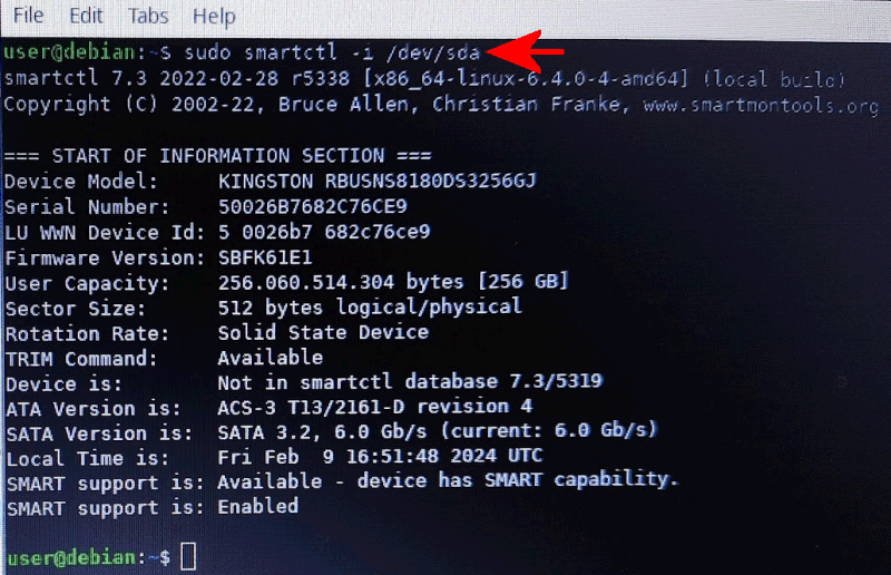 Caratteristiche unità SSD: verifica con smartctl