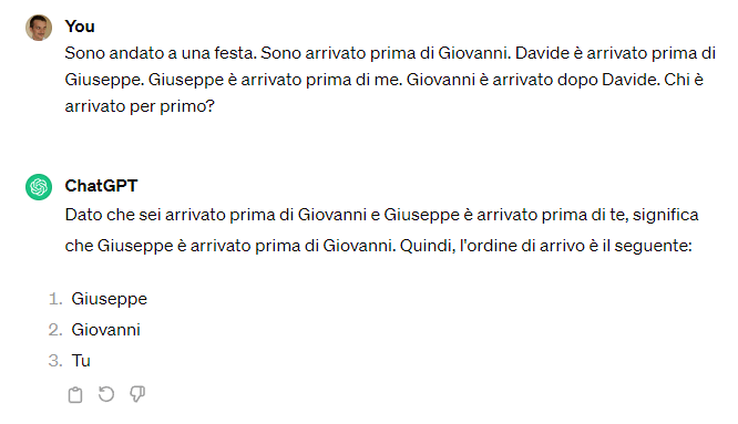 ChatGPT errore ordine cronologico