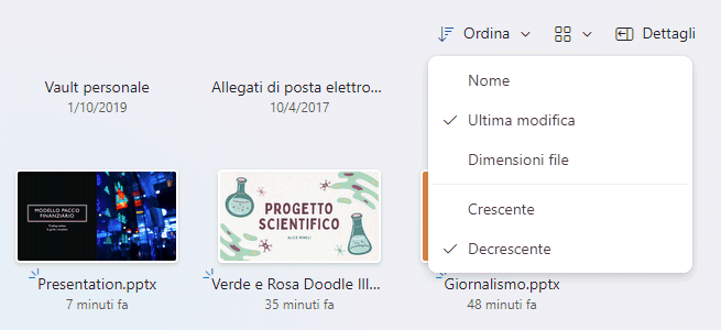 Presentazione PowerPoint su OneDrive