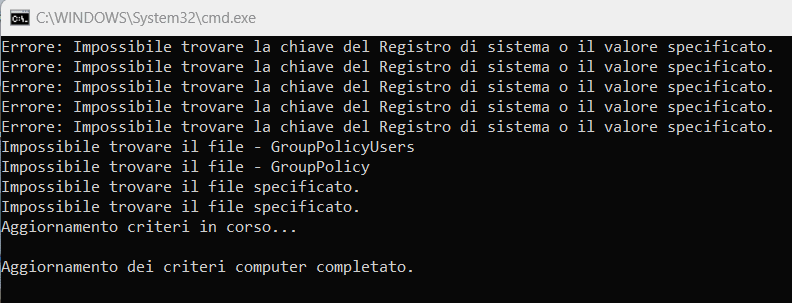 Ripristino policy predefinite Windows 11 e Windows 10