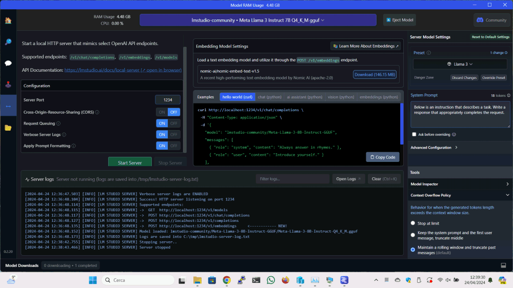 Server Llama 3 con API LM Studio