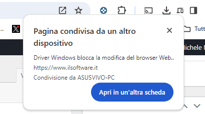 Apertura scheda condivisa Google Chrome