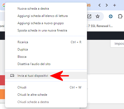 Invia ai tuoi dispositivi Chrome