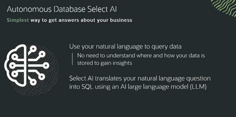 Oracle Select AI query SQL