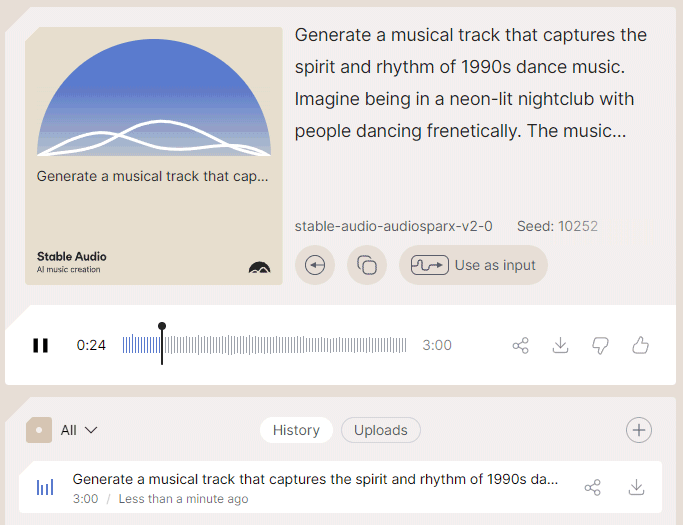 Riproduzione musica generata con IA