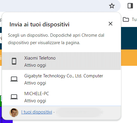 Invio scheda aperta Google Chrome