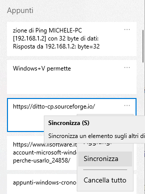 Sincronizzare appunti Windows