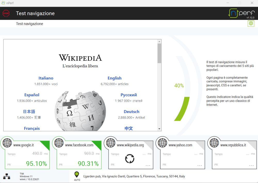 Test navigazione nPerf