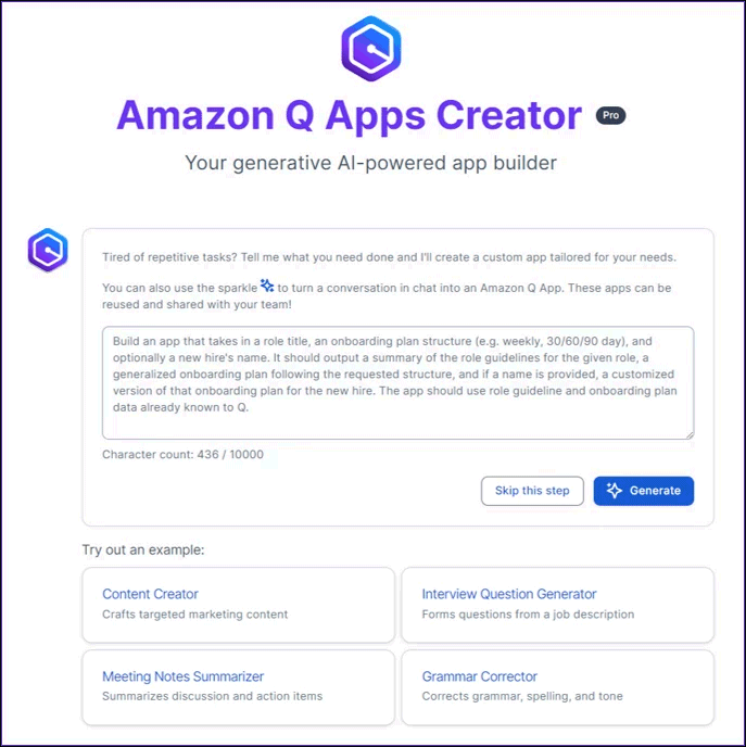 Amazon Q Apps Creator