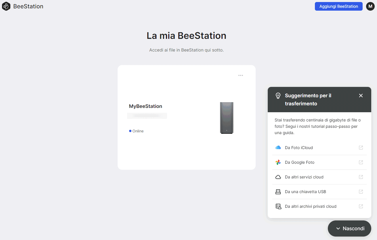 Dashboard Synology BeeStation