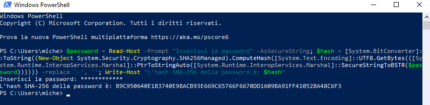 Hash password SHA-256 PowerShell