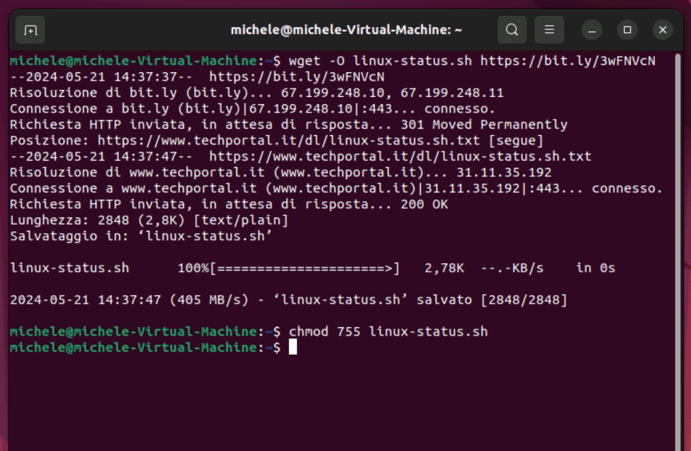 Script Linux stato sistema