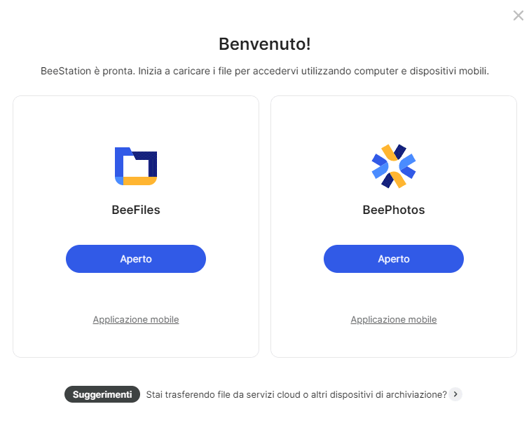 Synology BeeStation, la schermata iniziale