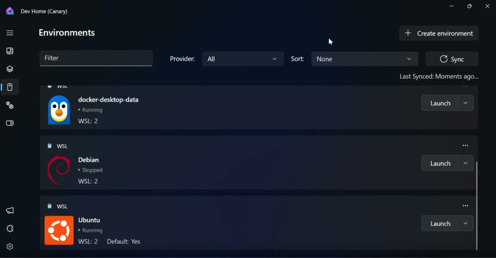 WSL Dev Home