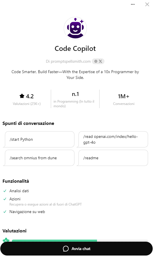 Funzionalità GPT