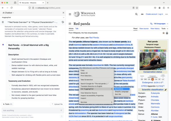 Mozilla Firefox con strumenti AI - Nightly