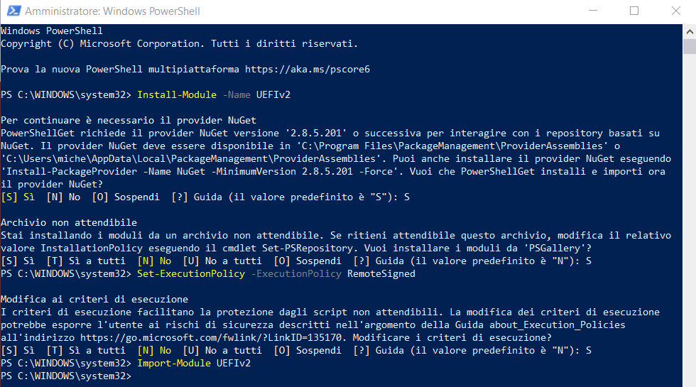 PowerShell controllo certificati BIOS UEFI