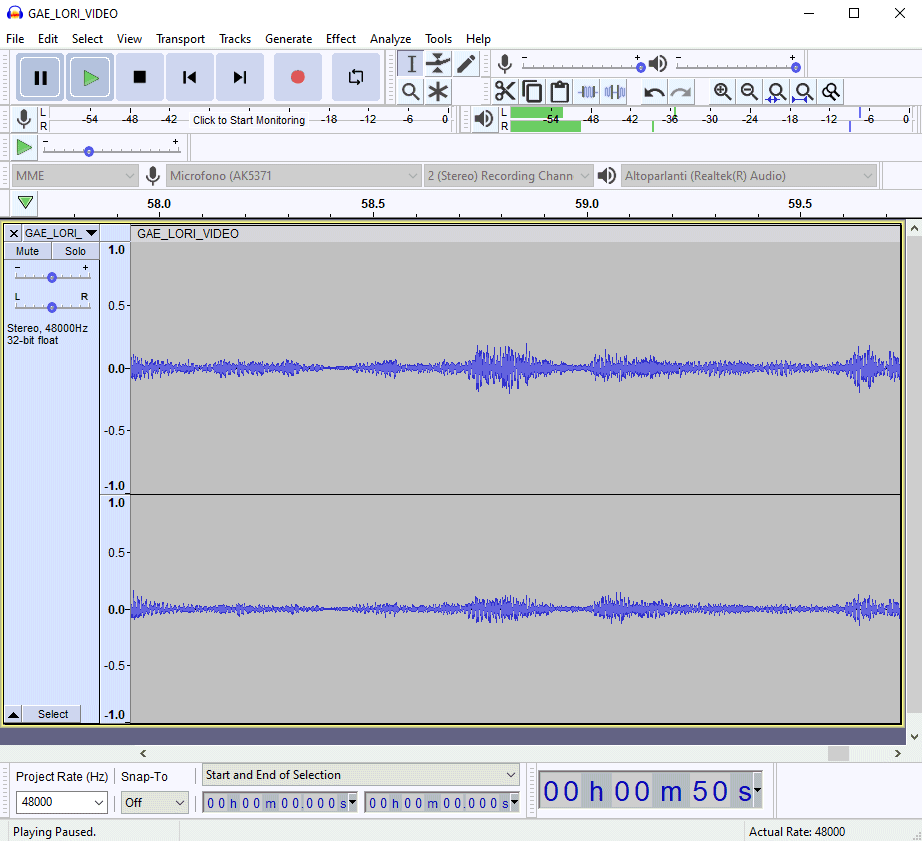 Clonare voce Audacity