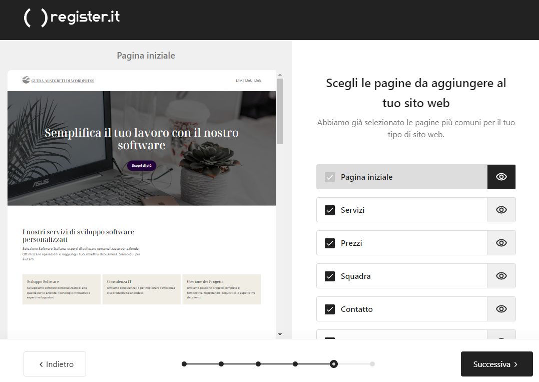 Creazione pagine sito WordPress