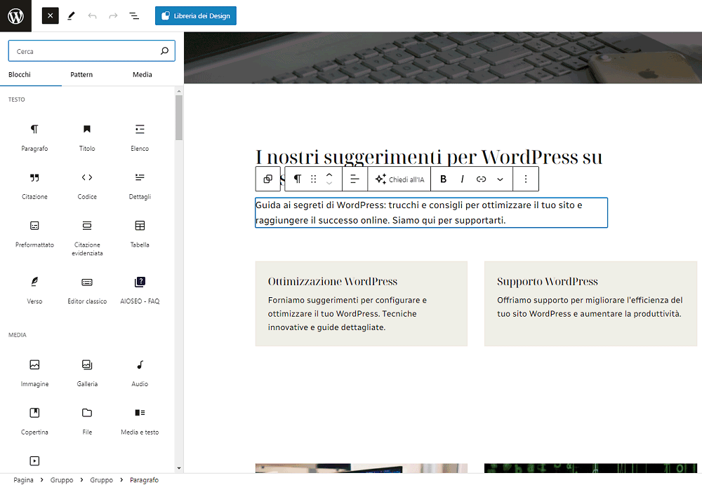 Editor a blocchi Register.it