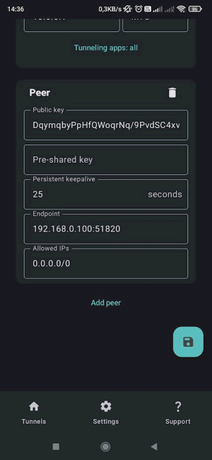 Indirizzo IP endpoint WireGuard