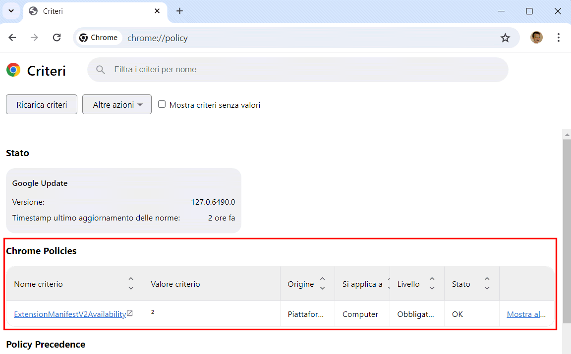 Estensioni Chrome non funzionano Manifest V3