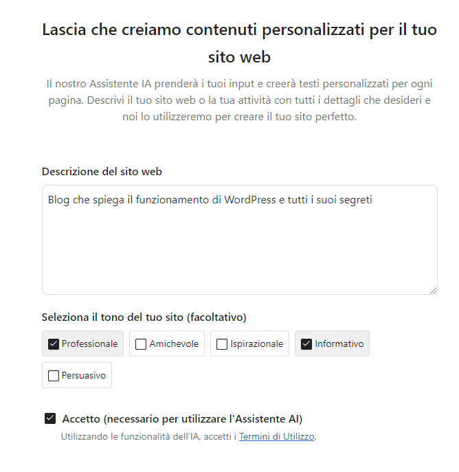 Generazione contenuti WordPress IA