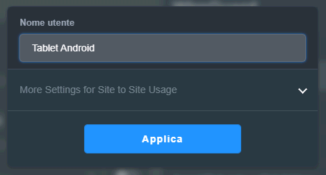 Impostazione peer WireGuard connessione