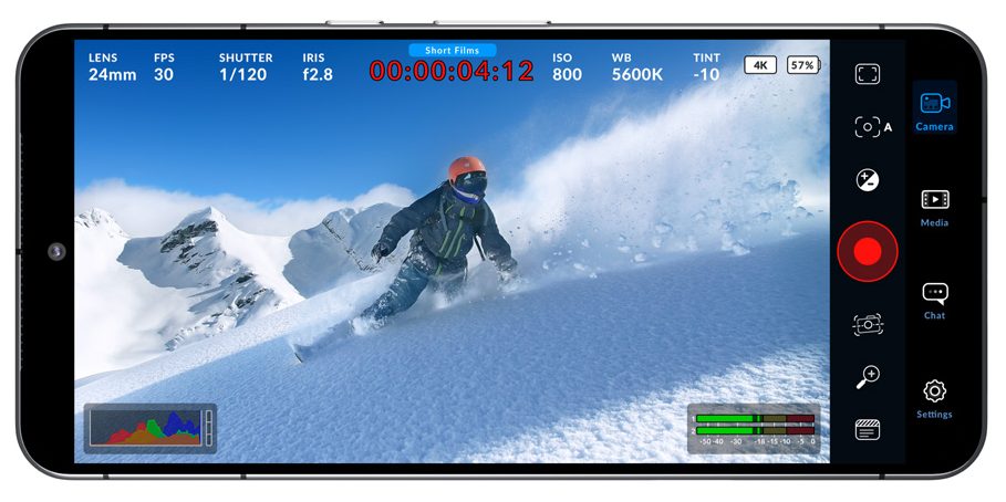 Interfaccia BlackMagic Camera per Android