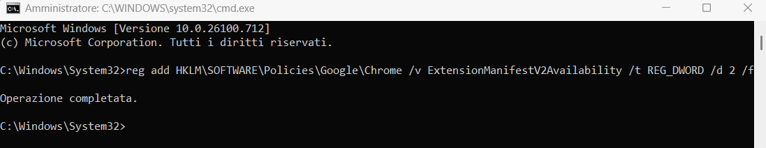 Policy Chrome supporto vecchie estensioni esteso