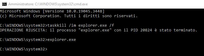 Reset menu Start Windows da prompt dei comandi