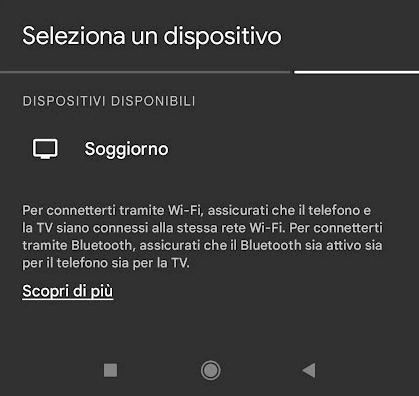 Ricerca Chromecast rete locale