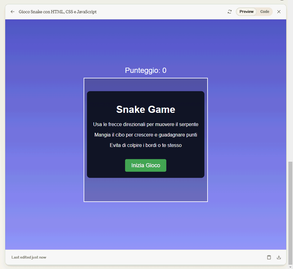 Rendering codice generato con Claude