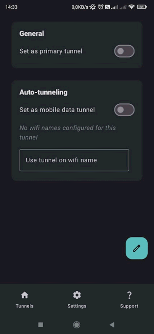 Configurazione tunnel WireGuard